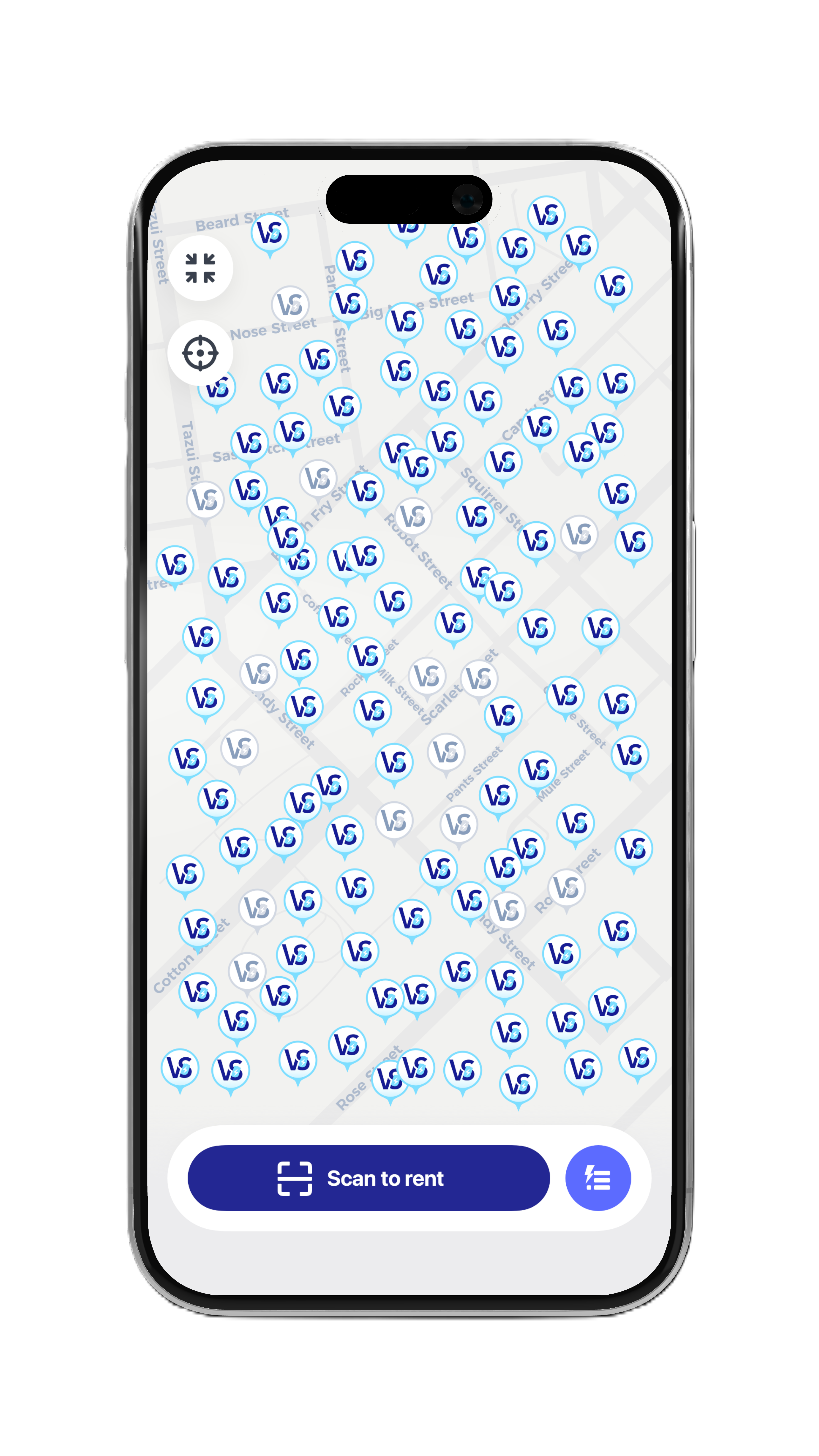 VoltStation app — map of nearby stations